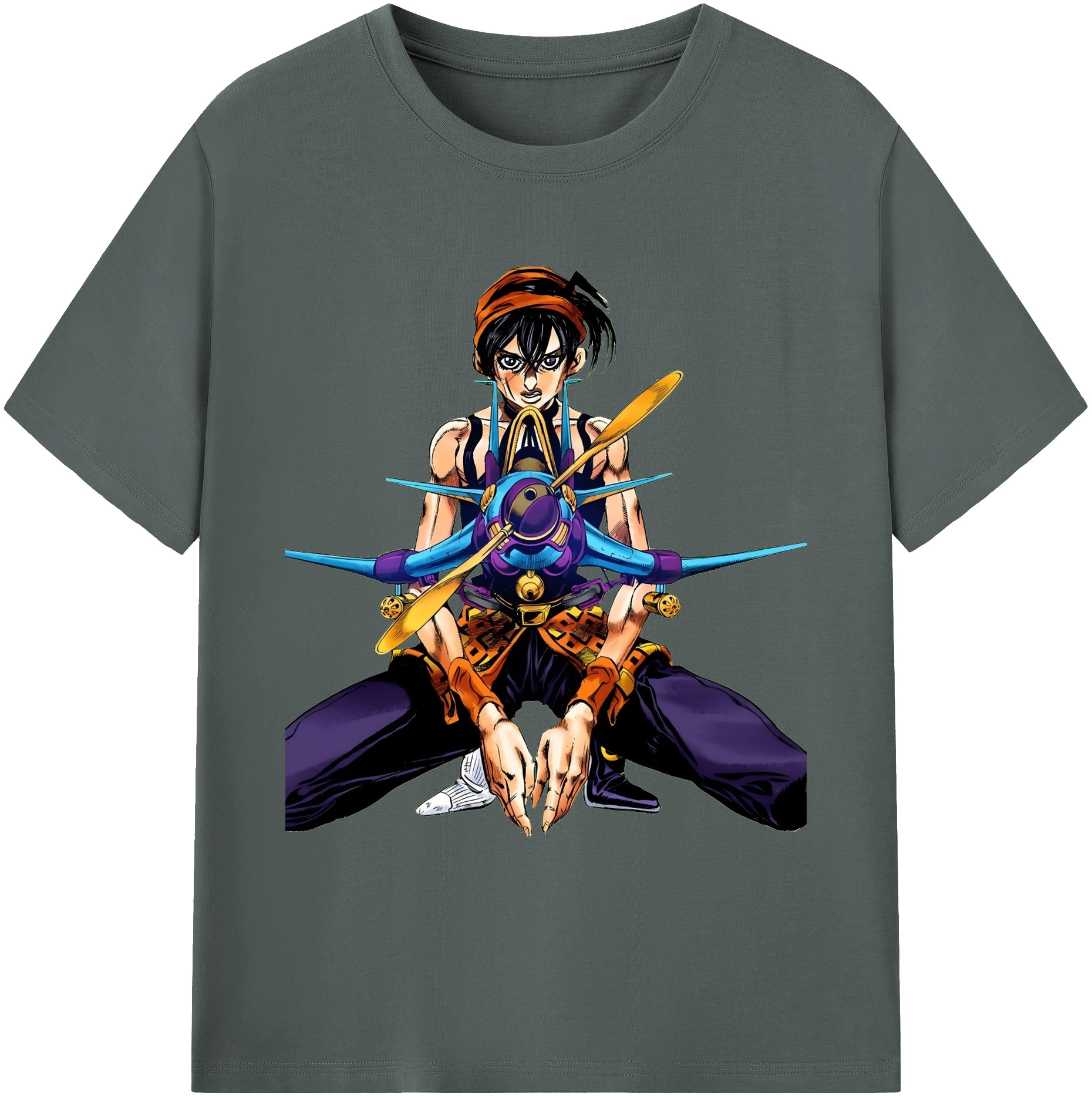 （画像用） ジョジョの奇妙な冒険 ナランチャ?ギルガ JoJo's Bizarre Adventure Narancia Ghirga 綿100％ メンズ半袖Tシャツ｜肌触りやわらか＆通気性